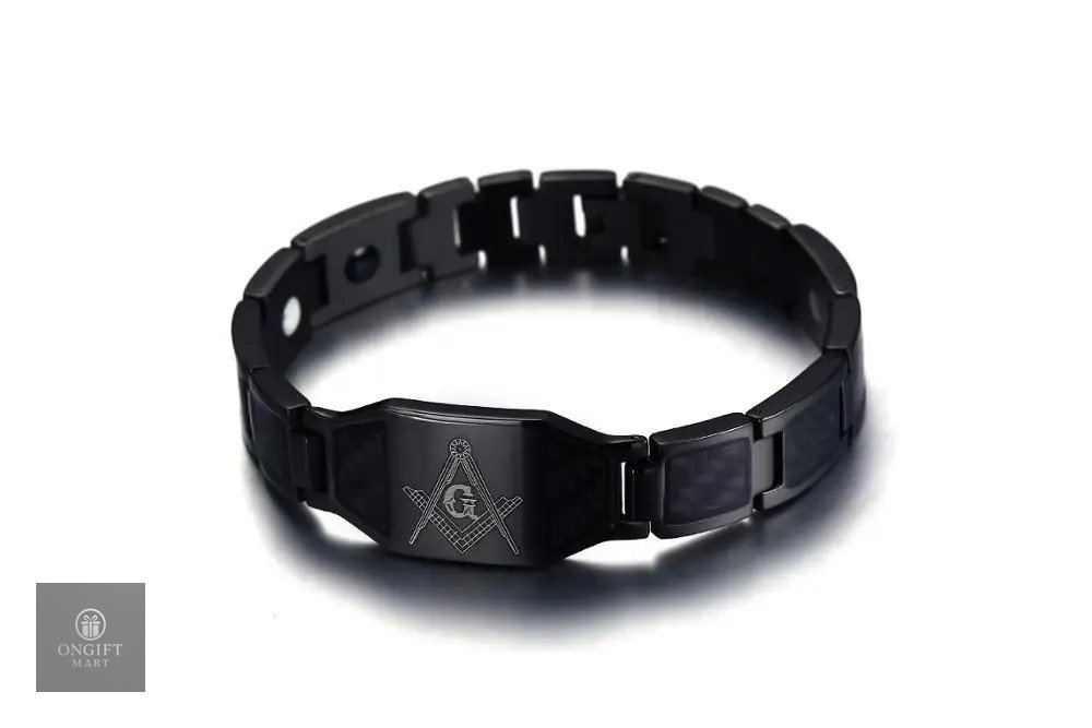 Waterproof Masonic Bracelet for Men – Magnetic Therapy, Stainless Steel ID Hand Chain