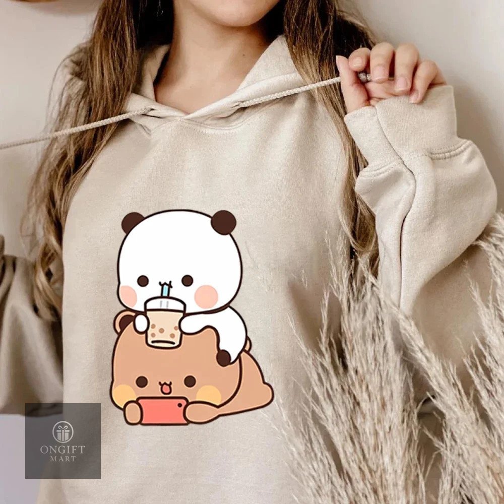 cute panda hoodie, bubu and dudu hoodie, panda bubble tea shirt, kawaii anime sweatshirt, unisex panda pullover, vintage cartoon hoodie, kawaii panda bear top, anime graphic hoodie, boba tea hoodie, cute animal sweatshirt, panda lovers clothing, kawaii streetwear, panda cartoon pullover, aesthetic anime hoodie, cozy kawaii hoodie, panda bear graphic tee, cute unisex sweatshirt, trendy anime apparel, bubu dudu kawaii top, panda boba graphic hoodie