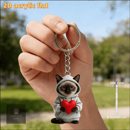 Add a touch of cuteness with this adorable 2D Siamese cat acrylic keychain! Perfect for backpacks, handbags, car interiors, and keys. A charming gift for cat lovers, women, friends, and any special occasion.