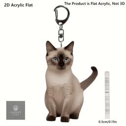 Add a touch of cuteness with this adorable 2D Siamese cat acrylic keychain! Perfect for backpacks, handbags, car interiors, and keys. A charming gift for cat lovers, women, friends, and any special occasion.