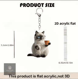 Add a touch of cuteness with this adorable 2D Siamese cat acrylic keychain! Perfect for backpacks, handbags, car interiors, and keys. A charming gift for cat lovers, women, friends, and any special occasion.