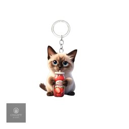Add a touch of cuteness with this adorable 2D Siamese cat acrylic keychain! Perfect for backpacks, handbags, car interiors, and keys. A charming gift for cat lovers, women, friends, and any special occasion.