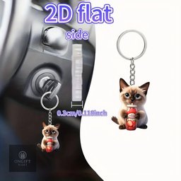 Add a touch of cuteness with this adorable 2D Siamese cat acrylic keychain! Perfect for backpacks, handbags, car interiors, and keys. A charming gift for cat lovers, women, friends, and any special occasion.