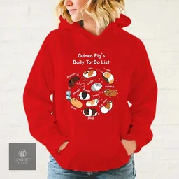 Add humor to your wardrobe with this Funny Guinea Pig Daily To-Do List Hoodie! Featuring a cute animal print, this cozy casual pullover is perfect for women, men, and guinea pig lovers. A fun gift for any occasion!