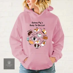 Add humor to your wardrobe with this Funny Guinea Pig Daily To-Do List Hoodie! Featuring a cute animal print, this cozy casual pullover is perfect for women, men, and guinea pig lovers. A fun gift for any occasion!