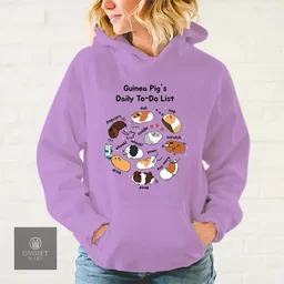 Add humor to your wardrobe with this Funny Guinea Pig Daily To-Do List Hoodie! Featuring a cute animal print, this cozy casual pullover is perfect for women, men, and guinea pig lovers. A fun gift for any occasion!