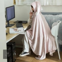 Stay warm and cozy with this Kawaii Wearable Rabbit Blanket! Made with soft coral velvet, this cute Japanese-style hooded throw is perfect for adults and kids. A lovely winter essential and adorable gift for rabbit lovers.