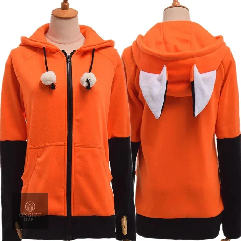Get cozy with this cute Fox Ear Cosplay Hoodie! Featuring an adorable animal-inspired design in orange and green, this unisex sweatshirt is perfect for cosplay, carnival parties, casual wear, and fox lovers. A fun and unique gift idea!