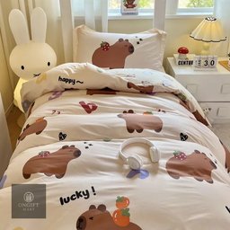 Transform your bedroom with this adorable Guinea Pig & Capybara 3-Piece Bedding Set! Made from 100% pure cotton, featuring a cute animal design for a soft, cozy, and stylish bedroom. Perfect for animal lovers!