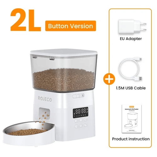 ROJECO Automatic Pet Feeder Button Version Auto Cat Food Dispenser Accessories Smart Control Pet Feeder For Cats Dog Dry Food