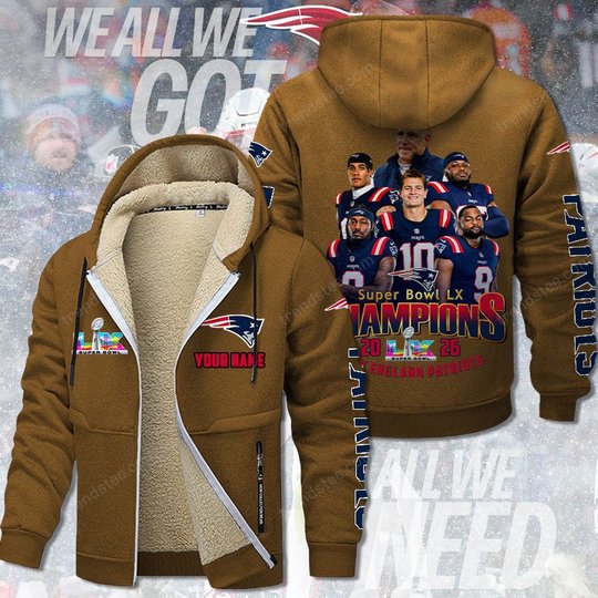 New England Patriots DMTZ2060 Hoodie Zip Velvet Coat Multicolor