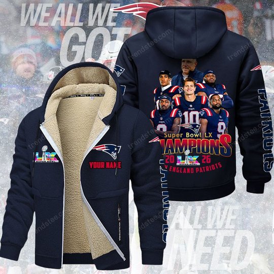 New England Patriots DMTZ2060 Hoodie Zip Velvet Coat Multicolor