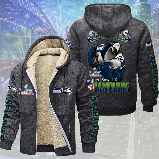 Seattle Seahawks DMTZ2056 Hoodie Zip Velvet Coat Multicolor