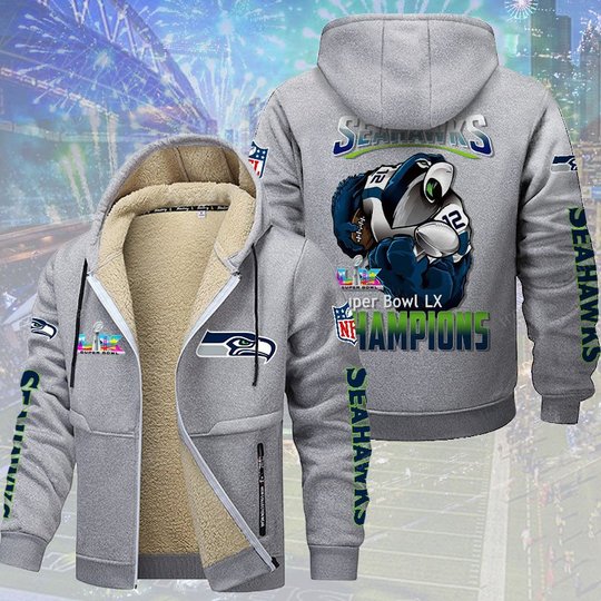 Seattle Seahawks DMTZ2056 Hoodie Zip Velvet Coat Multicolor