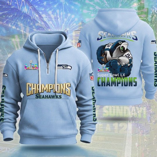 Seattle Seahawks DMKT0361 Waffle Half Zip Hoodie