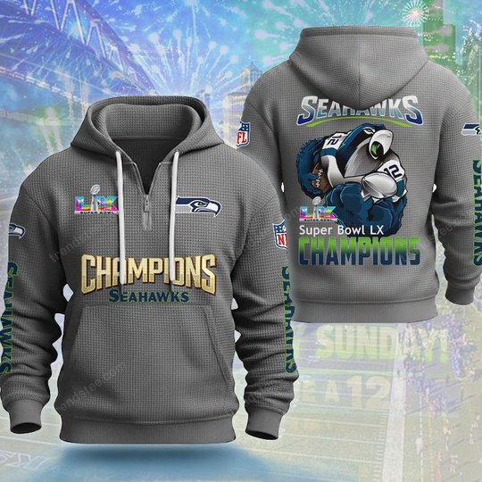 Seattle Seahawks DMKT0361 Waffle Half Zip Hoodie