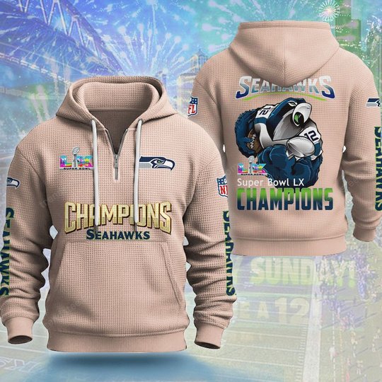 Seattle Seahawks DMKT0361 Waffle Half Zip Hoodie