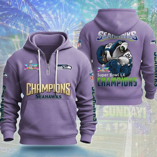 Seattle Seahawks DMKT0361 Waffle Half Zip Hoodie