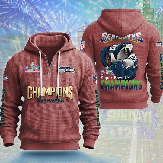 Seattle Seahawks DMKT0361 Waffle Half Zip Hoodie