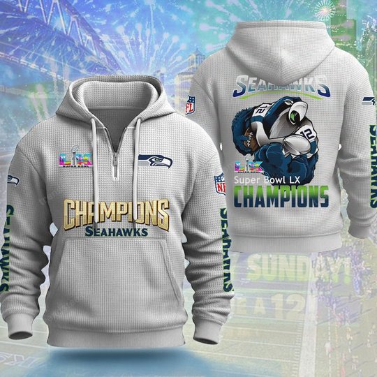 Seattle Seahawks DMKT0361 Waffle Half Zip Hoodie