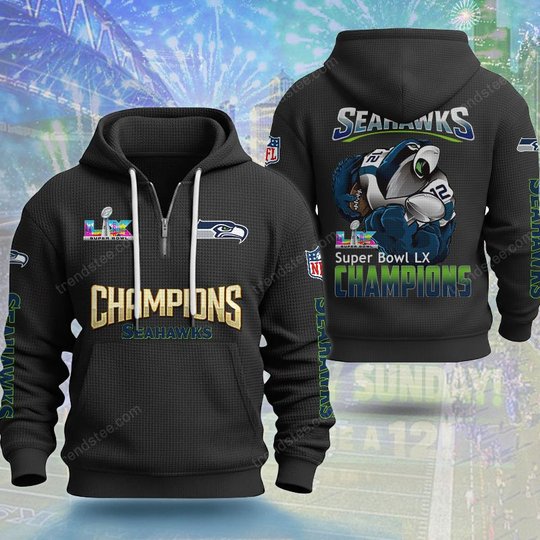 Seattle Seahawks DMKT0361 Waffle Half Zip Hoodie