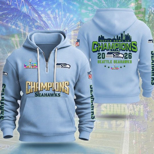 Seattle Seahawks DMKT0362 Waffle Half Zip Hoodie