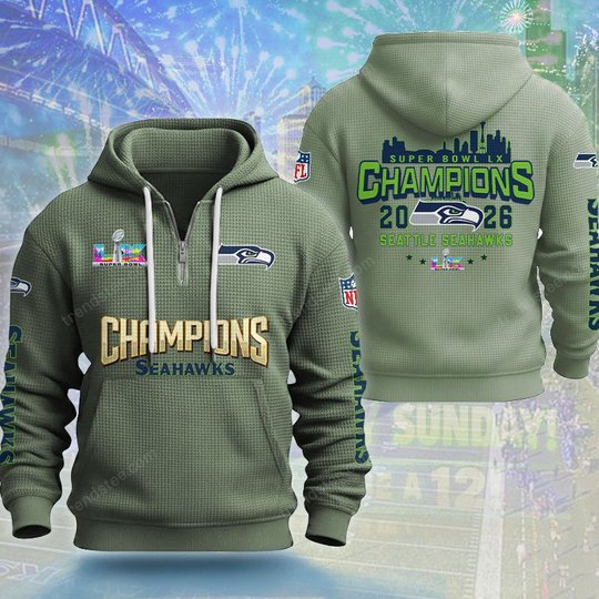 Seattle Seahawks DMKT0362 Waffle Half Zip Hoodie