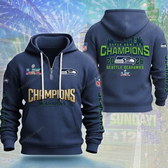 Seattle Seahawks DMKT0362 Waffle Half Zip Hoodie