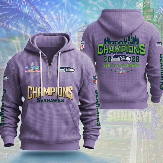 Seattle Seahawks DMKT0362 Waffle Half Zip Hoodie