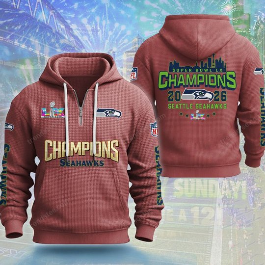 Seattle Seahawks DMKT0362 Waffle Half Zip Hoodie