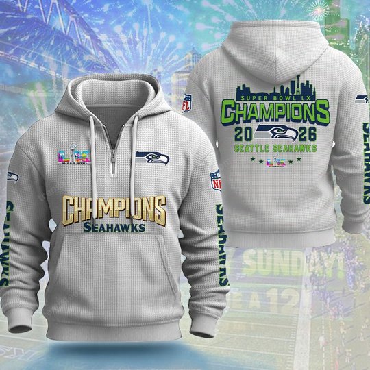 Seattle Seahawks DMKT0362 Waffle Half Zip Hoodie