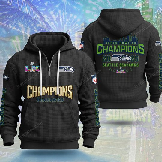 Seattle Seahawks DMKT0362 Waffle Half Zip Hoodie