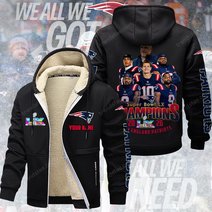 New England Patriots DMTZ2060 Hoodie Zip Velvet Coat Multicolor