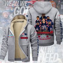 New England Patriots DMTZ2060 Hoodie Zip Velvet Coat Multicolor