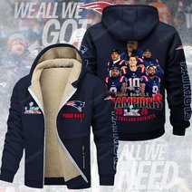 New England Patriots DMTZ2060 Hoodie Zip Velvet Coat Multicolor