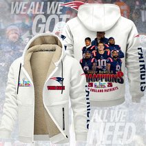 New England Patriots DMTZ2060 Hoodie Zip Velvet Coat Multicolor