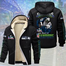 Seattle Seahawks DMTZ2056 Hoodie Zip Velvet Coat Multicolor