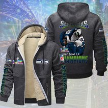 Seattle Seahawks DMTZ2056 Hoodie Zip Velvet Coat Multicolor