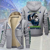 Seattle Seahawks DMTZ2056 Hoodie Zip Velvet Coat Multicolor