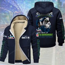 Seattle Seahawks DMTZ2056 Hoodie Zip Velvet Coat Multicolor