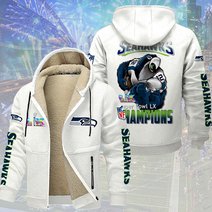 Seattle Seahawks DMTZ2056 Hoodie Zip Velvet Coat Multicolor