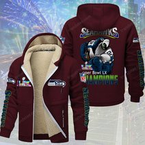 Seattle Seahawks DMTZ2056 Hoodie Zip Velvet Coat Multicolor