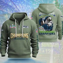 Seattle Seahawks DMKT0361 Waffle Half Zip Hoodie