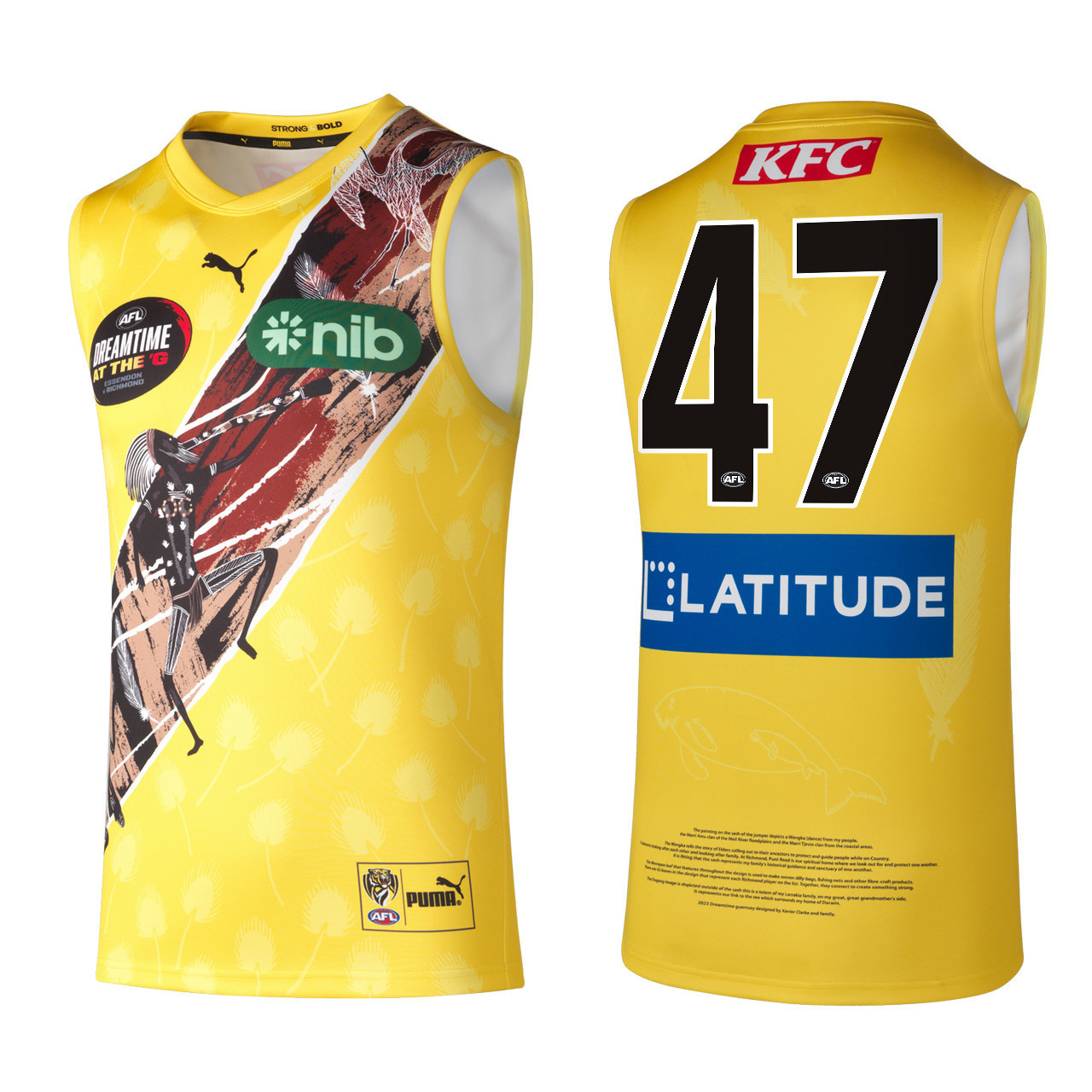 Bigoa Bigoa Nyuon 47 Richmond Tigers 2023 Dreamtime Indigenous Men Guernsey ...
