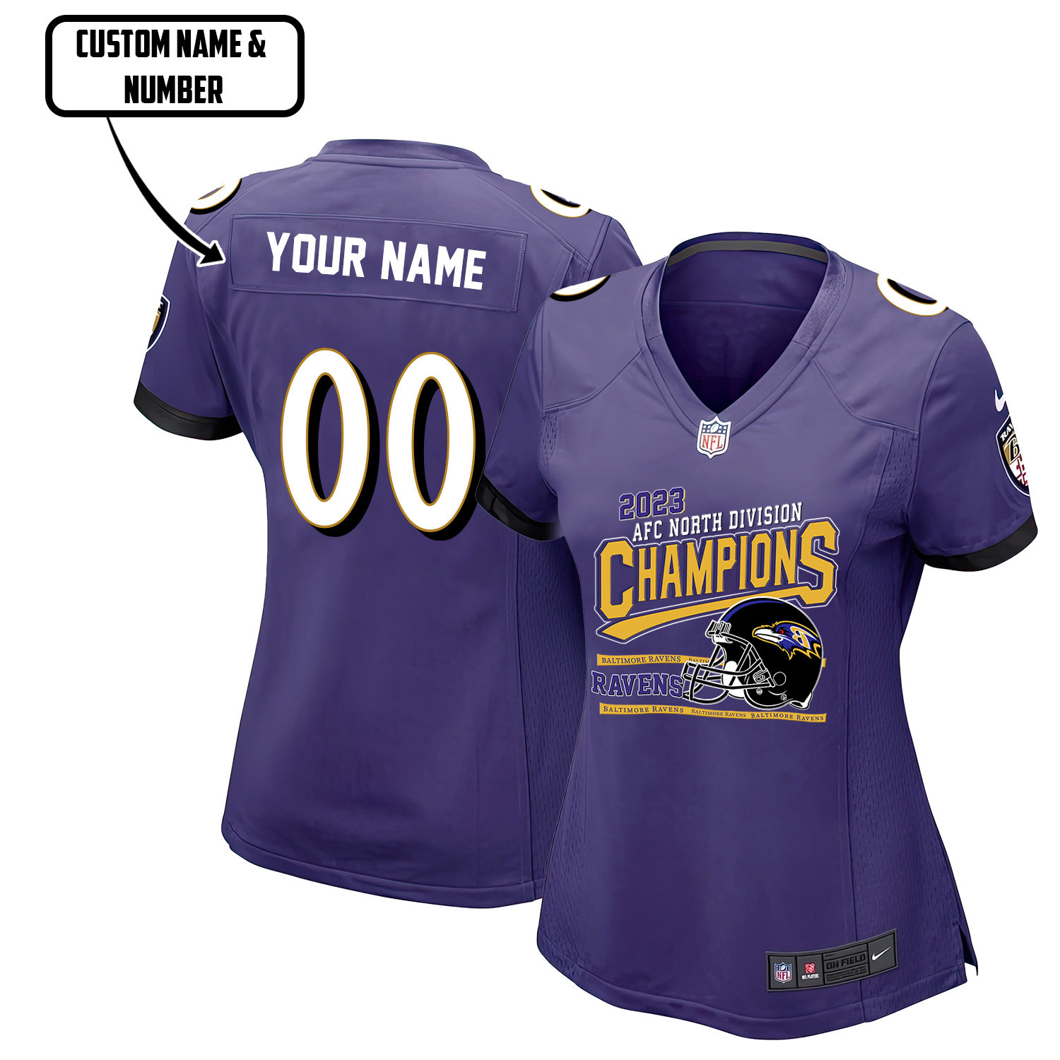 Baltimore Ravens Champions Pattern Jersey - Women, Purple - Capeexercise