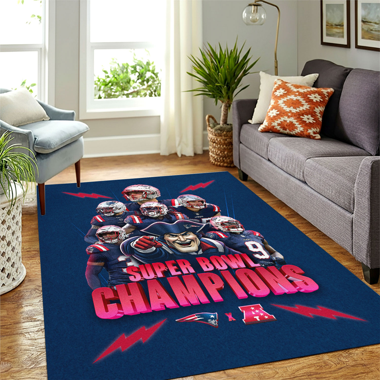 Prepppy Patriots Rug New England Patriots Super Bowl Champions Team Rug Rectangle Carpet ...