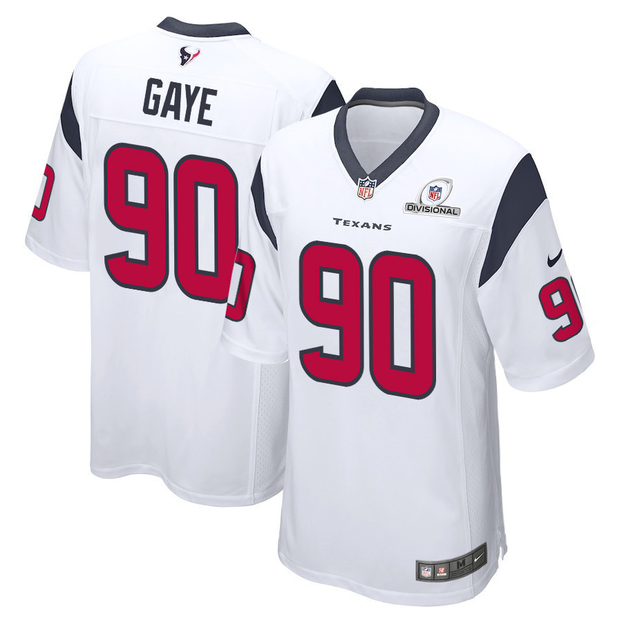 Ali Gaye 90 Houston Texans 2024 Divisional Patch Game Men Jersey - Whi ...