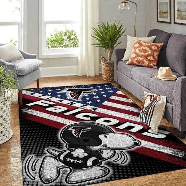 Atlanta Falcons Area Rugs American Flag & Snoopy Living Room Carpet ...