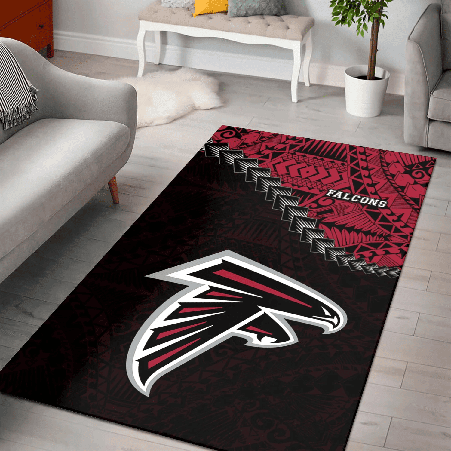 Atlanta Falcons Area Rugs Grunge Polynesian Tattoo - Capeexercise