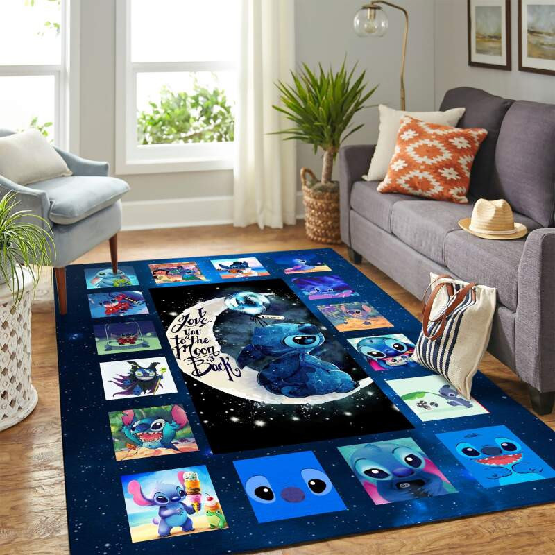 Stitch Moon Love Cute Carpet Area Rug - Capeexercise